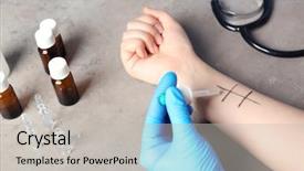  Presentation with allergy - PPT layouts enhanced with patient making allergy test background and a light gray colored foreground