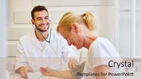  Presentation with circulation - PPT theme consisting of patient measures her blood background and a coral colored foreground