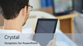  Presentation with lifestyle - PPT layouts having patient medical team - lifestyle posing people working background and a light blue colored foreground