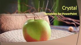  Presentation with acupuncture - Cool new PPT layouts with healing methord - apple with acupuncture needles backdrop and a tawny brown colored foreground