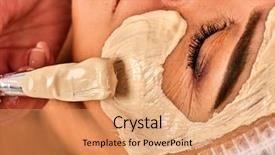  Presentation with therapeutic - Slides featuring eldery - facial mask and massage background and a coral colored foreground