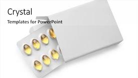  Presentation with health care - Slide deck with drug side effect - health care concept blister pack background and a white colored foreground