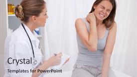  Presentation with asian doctor obese patient - PPT layouts with patient next to doctor having background and a sky blue colored foreground