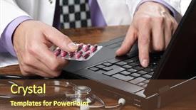  Presentation with medical laptop - PPT layouts consisting of patient notes from a medical background and a tawny brown colored foreground