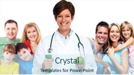  Presentation with doctor family - PPT theme with patient nutrition - smiling professional family doctor health background and a cool aqua colored foreground