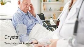  Presentation with high blood pressure - Colorful presentation theme enhanced with patient of hospital with headache backdrop and a sky blue colored foreground