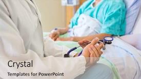  Presentation with female hospital patient - Colorful slides enhanced with patient on bed in hospital backdrop and a soft green colored foreground