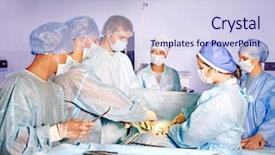  Presentation with operating room - Presentation theme with hospital ward - sick patient on gurney background and a sky blue colored foreground