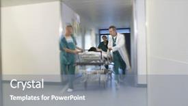  Presentation with moving patient - Amazing slides having patient on gurney through hospital backdrop and a gray colored foreground