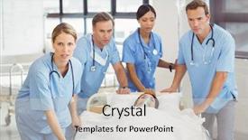  Presentation with emergency medicine - Audience pleasing theme consisting of patient on hospital gurney emergency backdrop and a light gray colored foreground
