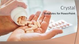  Presentation with drug addiction - Colorful PPT theme enhanced with patient-pours-many-pills backdrop and a sky blue colored foreground