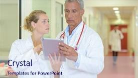  Presentation with military doctors - Cool new PPT layouts with health privacy - two doctors conferring backdrop and a  colored foreground