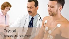  Presentation with medical emergency trauma team - Slide set enhanced with patient real people real location background and a coral colored foreground