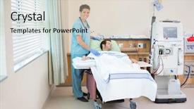  Presentation with medical renal - Presentation design enhanced with patient receiving renal dialysis background and a lemonade colored foreground