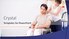  Presentation with trauma - Slides having patient-recovering-in-hospital background and a sky blue colored foreground