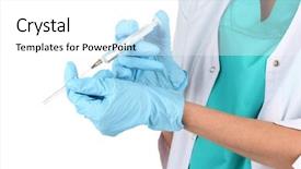  Presentation with syringe - Slides with patient safety - doctor with syringe isolated background and a white colored foreground