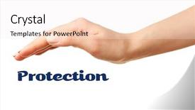  Presentation with patient safety - PPT theme with patient safety - female hand with protection isolated background and a sky blue colored foreground