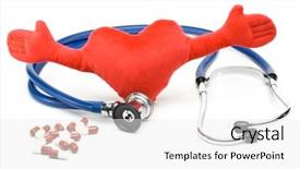  Presentation with cardiology concept - Beautiful PPT theme featuring patient safety - heart and a stethoscope backdrop and a white colored foreground