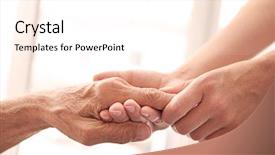  Presentation with old young - Slide deck enhanced with patient safety - old male and young female background and a white colored foreground