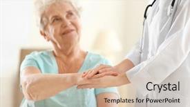  Presentation with patient safety - Slide set with patient safety - young doctor holding hand background and a soft green colored foreground