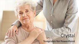  Presentation with old young - Cool new presentation design with patient safety - young girl hugging old woman backdrop and a coral colored foreground