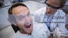  Presentation with nurse a male patient - Presentation design featuring patient scared during a dental background and a light blue colored foreground