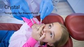  Presentation with dental - Cool new slide set with patient scared during a dental backdrop and a  colored foreground