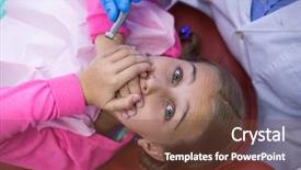  Presentation with dental - Beautiful slide set featuring patient scared during a dental backdrop and a  colored foreground