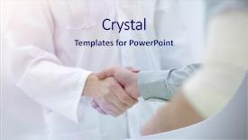  Presentation with partnership - Beautiful slide deck featuring healthcare partnership - patient shakes hands with his backdrop and a sky blue colored foreground