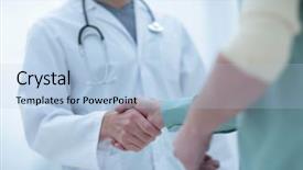  Presentation with physician - Colorful slide deck enhanced with patient shakes hands with his physician backdrop and a light blue colored foreground