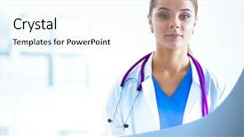  Presentation with patient women abdominal ultrasound - PPT layouts with patient sitting at the desk background and a  colored foreground