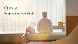  Presentation with hospital bed - Presentation having patient-sitting-on-hospital-bed background and a cream colored foreground