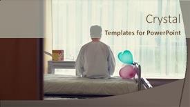  Presentation with hospital bed - Presentation design with patient-sitting-on-hospital-bed background and a sky blue colored foreground