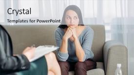  Presentation with relationship - Slide deck featuring patient sitting on sofa psychotherapist background and a white colored foreground