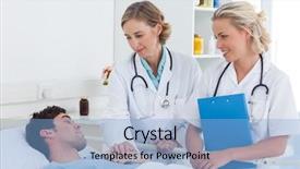  Presentation with patient care - Slide deck having patient sleeping in his bed background and a light blue colored foreground