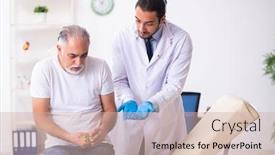  Presentation with diabetes - Presentation with patient-suffering-from-diabetes-visiting background and a soft green colored foreground