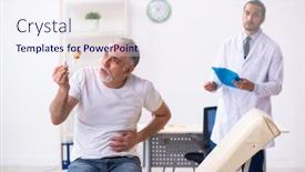  Presentation with diabetes - Presentation design enhanced with patient-suffering-from-diabetes-visiting background and a sky blue colored foreground