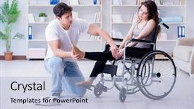  Presentation with soil recovery - Slide deck consisting of patient undergoing rehabilitation recovery programme background and a light blue colored foreground