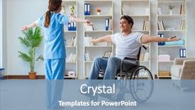  Presentation with rehabilitation - PPT layouts having patient undergoing rehabilitation recovery programme background and a seafoam green colored foreground