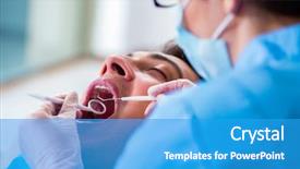  Presentation with dentist - Colorful PPT theme enhanced with patient visiting dentist for regular backdrop and a teal colored foreground