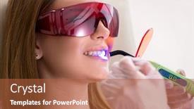  Presentation with patient check up tecnology - PPT theme with patient-visiting-dentist-for-regular background and a red colored foreground