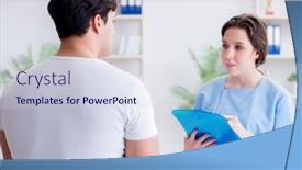  Presentation with doctor patient relations - Slides having patient-visiting-doctor-for-annual background and a sky blue colored foreground