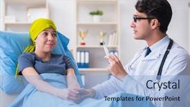  Presentation with radiation - PPT theme featuring patient visiting doctor for medical background and a light blue colored foreground