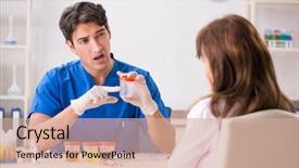  Presentation with urine - Presentation theme having patient visiting doctor for urine background and a soft green colored foreground