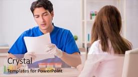  Presentation with urine - Slide deck featuring patient visiting doctor for urine background and a coral colored foreground