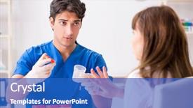  Presentation with urine - Beautiful PPT theme featuring patient visiting doctor for urine backdrop and a teal colored foreground