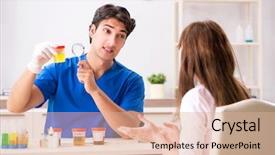  Presentation with urine - Colorful PPT layouts enhanced with patient visiting doctor for urine backdrop and a coral colored foreground