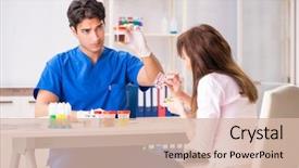  Presentation with urine - Slides having patient visiting doctor for urine background and a lemonade colored foreground