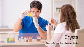 Presentation with urine - Beautiful presentation theme featuring patient visiting doctor for urine backdrop and a coral colored foreground