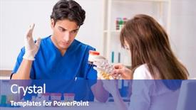  Presentation with urine - Presentation with patient visiting doctor for urine background and a ocean colored foreground